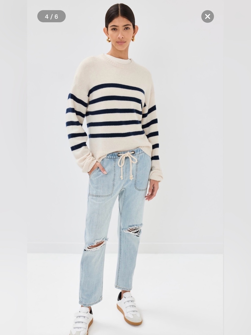 One Teaspoon Shabbies Drawstring Boyfriend Jeans Hustler Distressed Light Blue